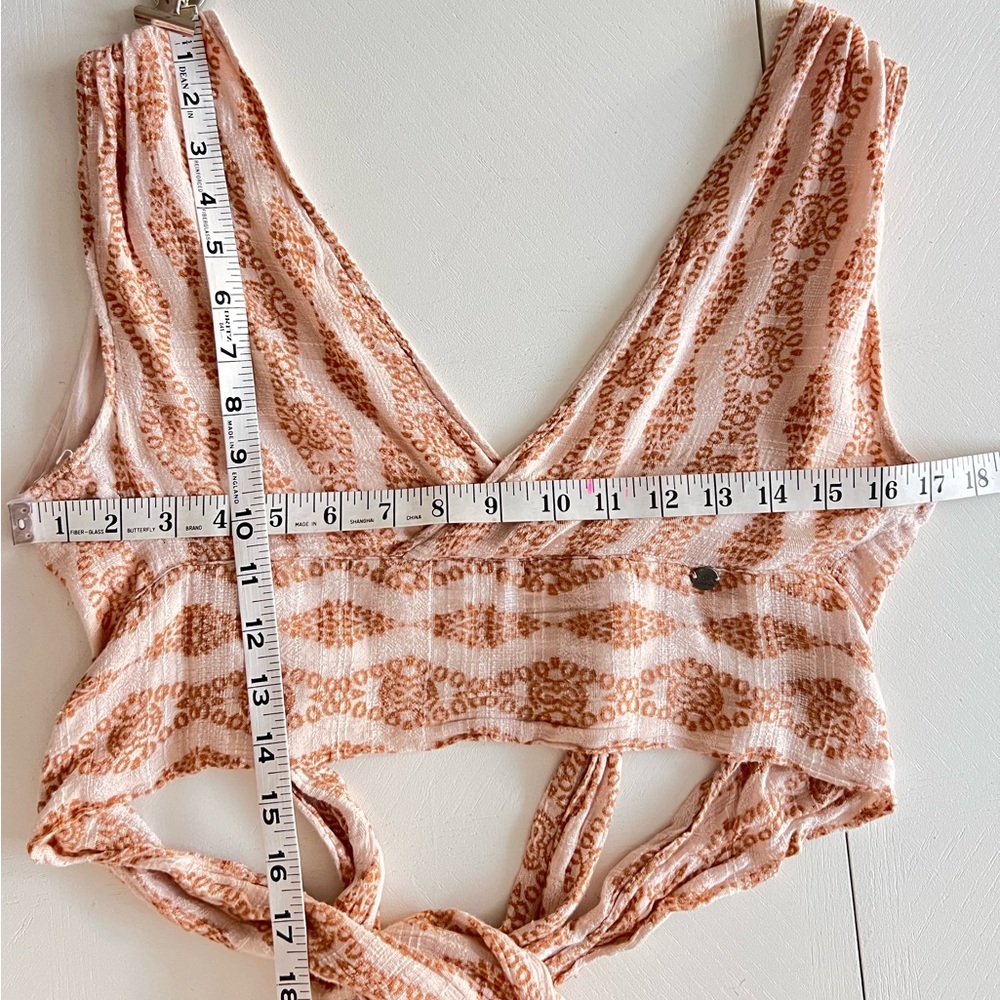 Mora Girls Boho Crop Top Wrap-Style Chest Cream & Honey Brown Print Size M - Picture 14 of 16